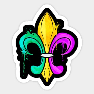 Green, Golden and Purple Fleur De Lis Sticker